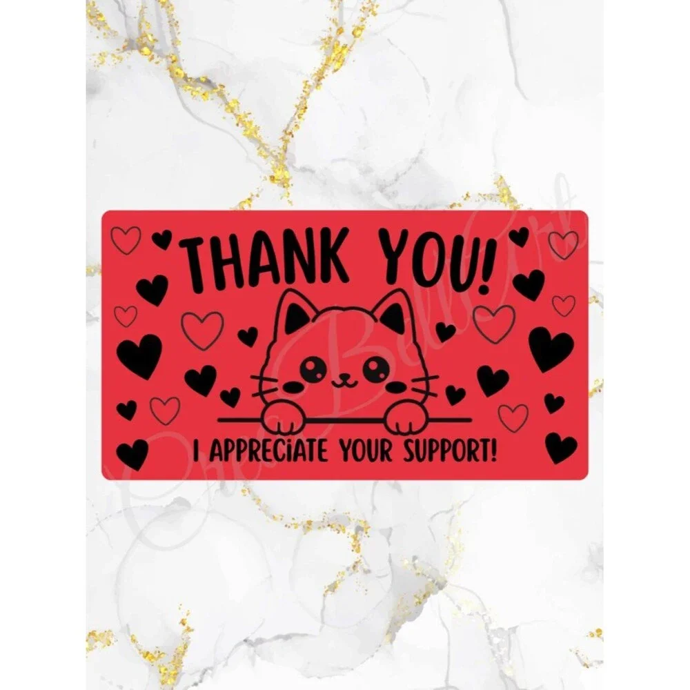 100 Cute Cat Thank You Stickers for Packaging | Small Business Labels